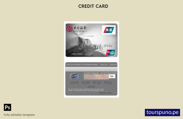 listo para imprimir la plantilla de tarjeta Platinum Unionpay del Banco de China
